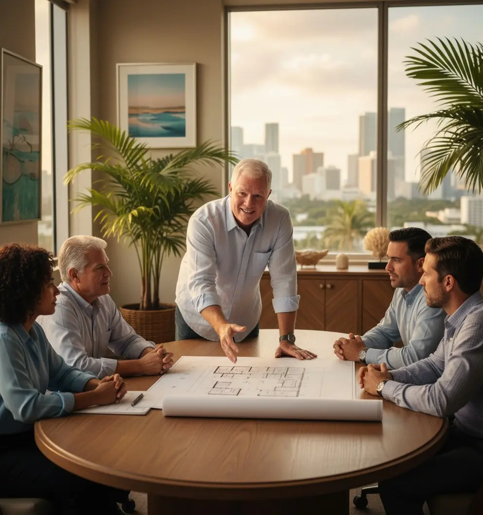 Ron reviewing real estate plans